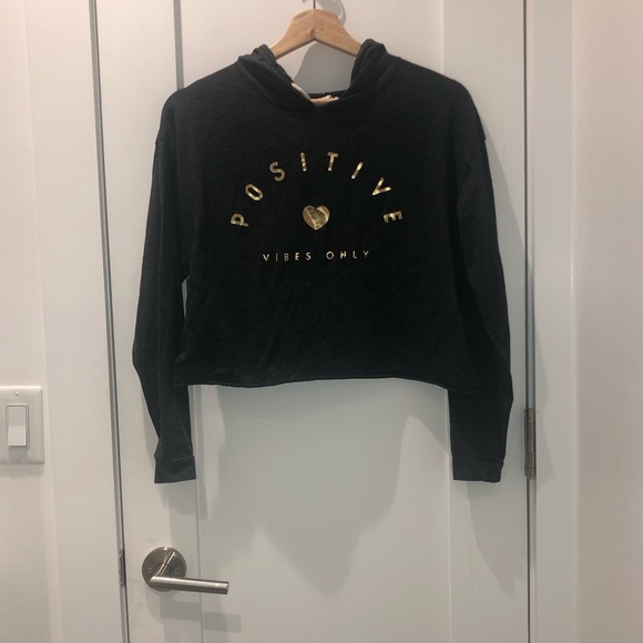 Tops - Positive Vibes Only Cropped Hoodie